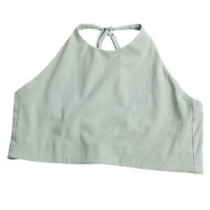 Girlfriend Collective Womens Cross Back, High Neck Sports Bra, Green, Size L